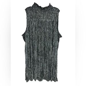 Nine West Sleeveless Metallic Black and Silver Mini Dress with Lining size XXL